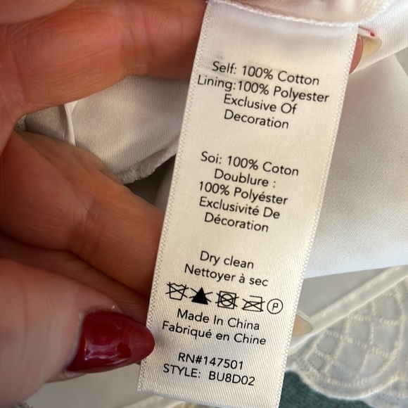 Le Gali Albany Dress Embroidered Scalloped Sleeves V-Neck Size Medium - Picture 11 of 12